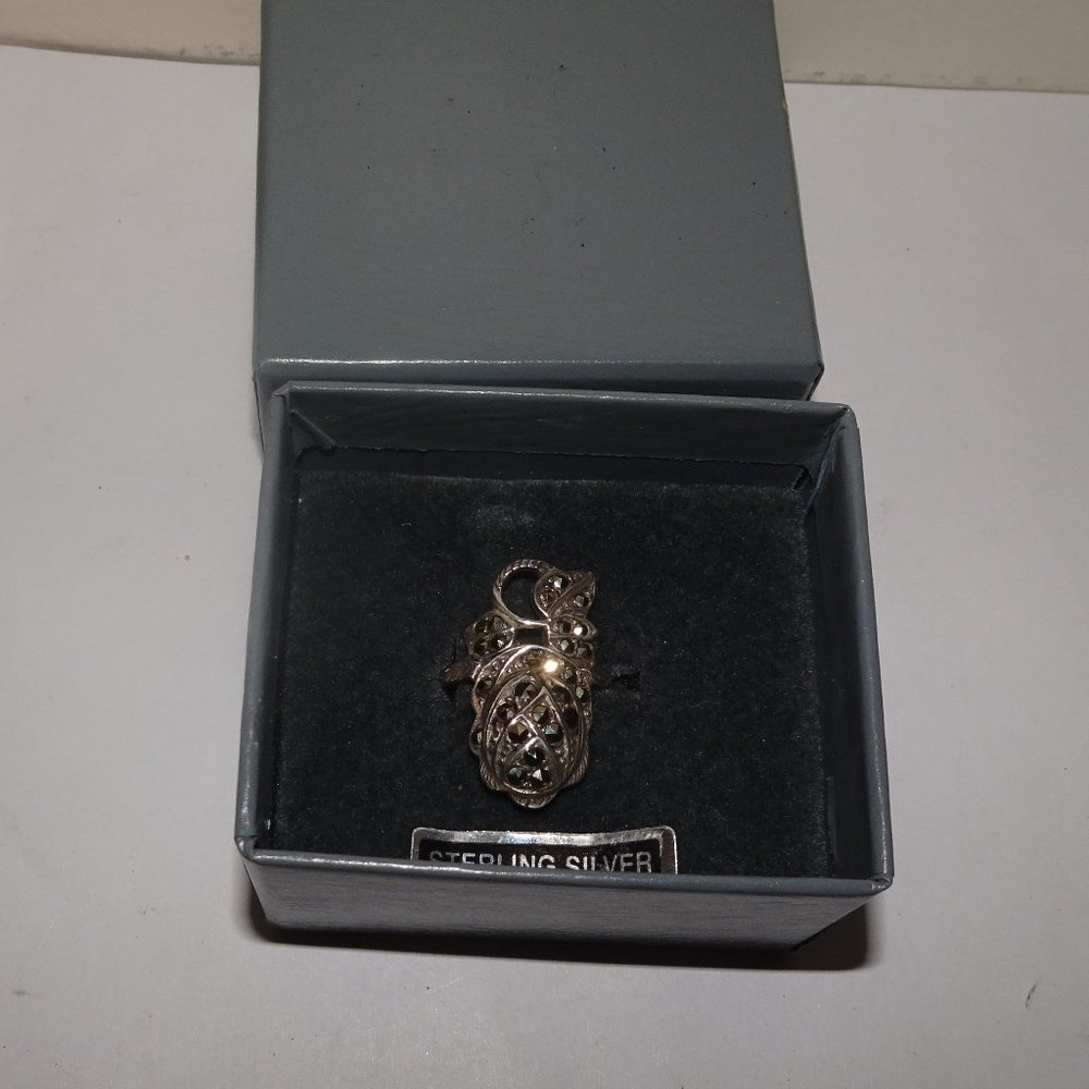 LS Marcasite 925 SS Leaf Ring Size 6
